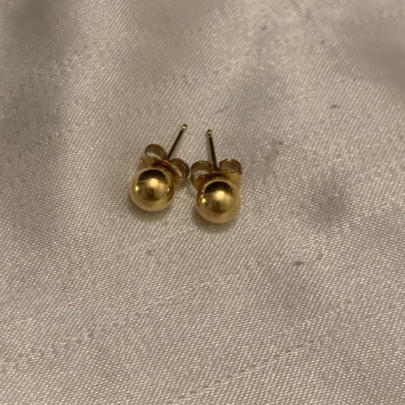 VINTAGE 1990’s 14K 14KT Solid Yellow Gold Mini Round Stud Earrings 0.65 GRAMS - Picture 9 of 12